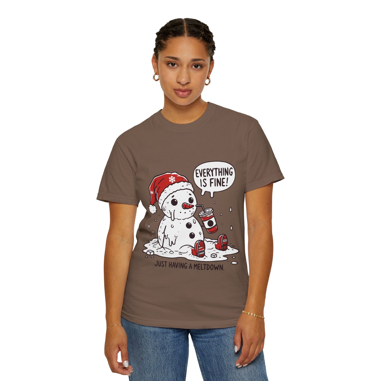 Snowman T-Shirt - "Everything is Fine, I'm Just Having a Meltdown" - Funny Winter Tee