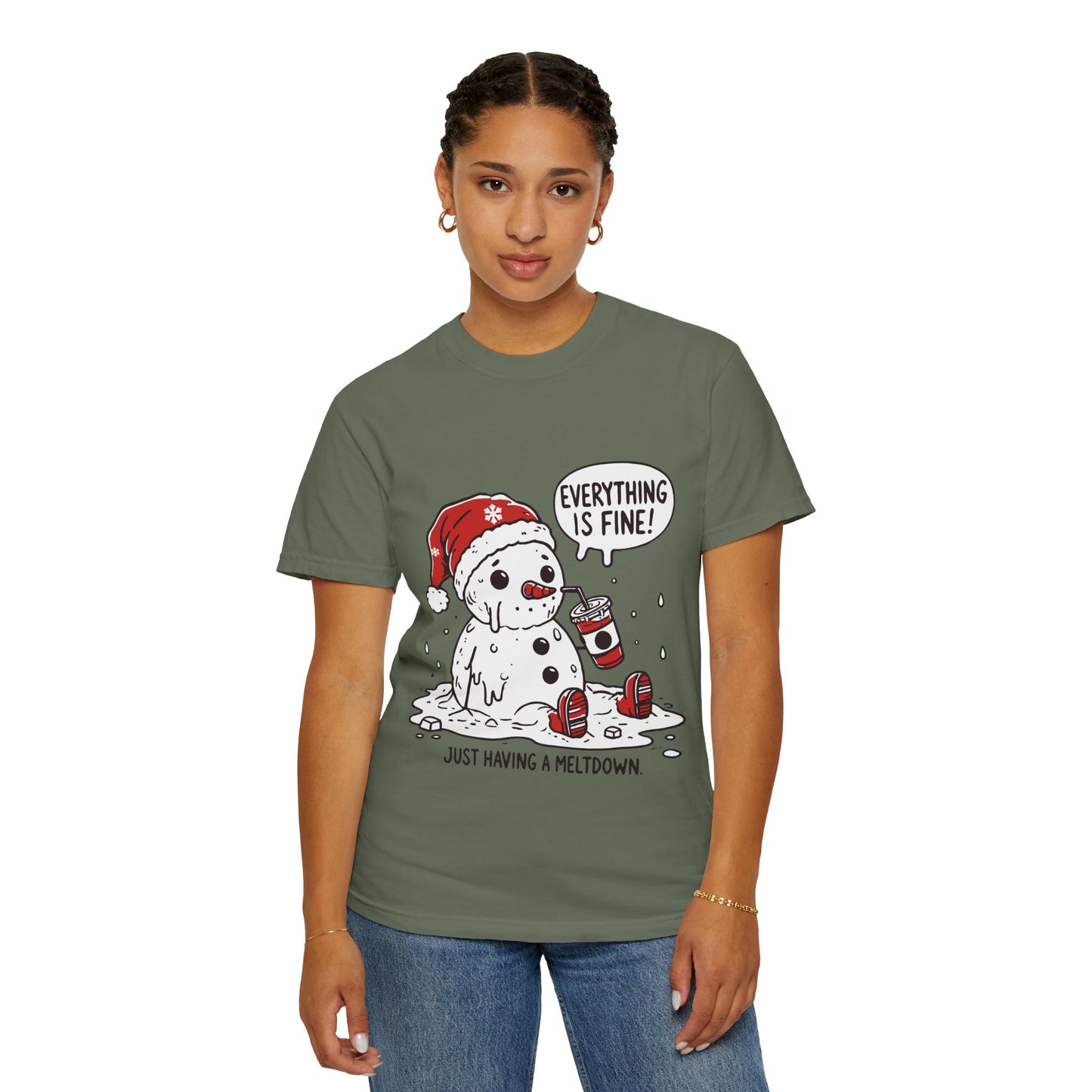Snowman T-Shirt - "Everything is Fine, I'm Just Having a Meltdown" - Funny Winter Tee