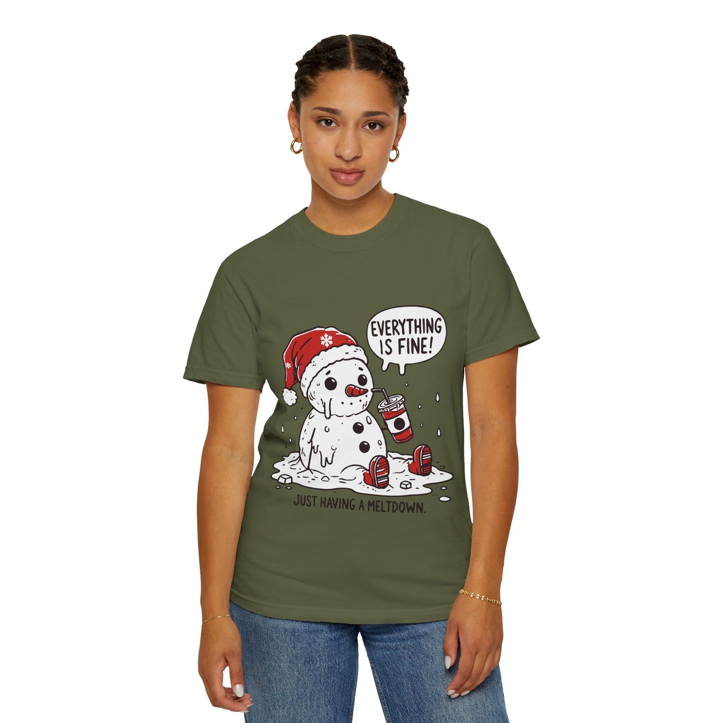 Snowman T-Shirt - "Everything is Fine, I'm Just Having a Meltdown" - Funny Winter Tee