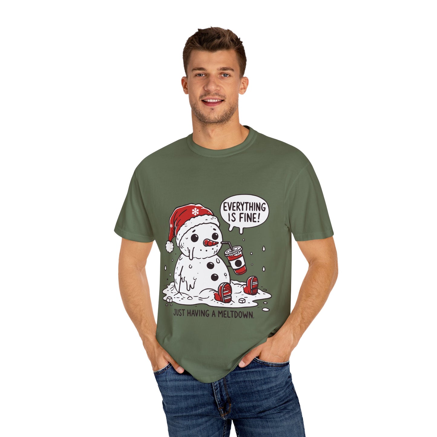 Snowman T-Shirt - "Everything is Fine, I'm Just Having a Meltdown" - Funny Winter Tee