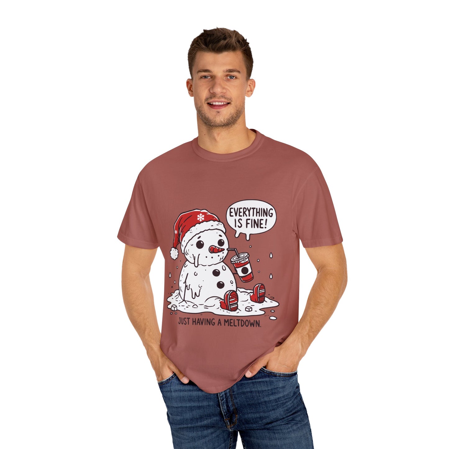 Snowman T-Shirt - "Everything is Fine, I'm Just Having a Meltdown" - Funny Winter Tee