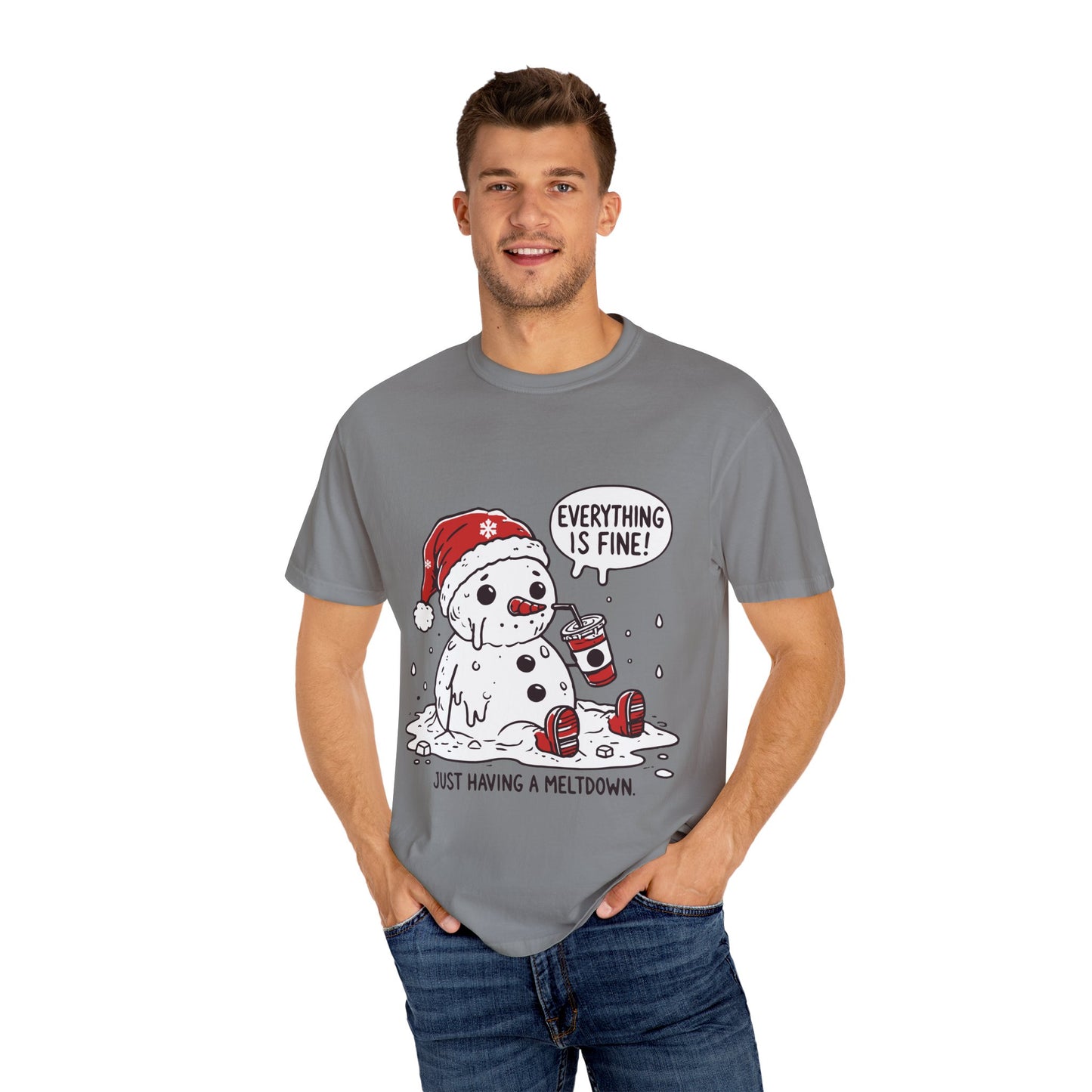 Snowman T-Shirt - "Everything is Fine, I'm Just Having a Meltdown" - Funny Winter Tee