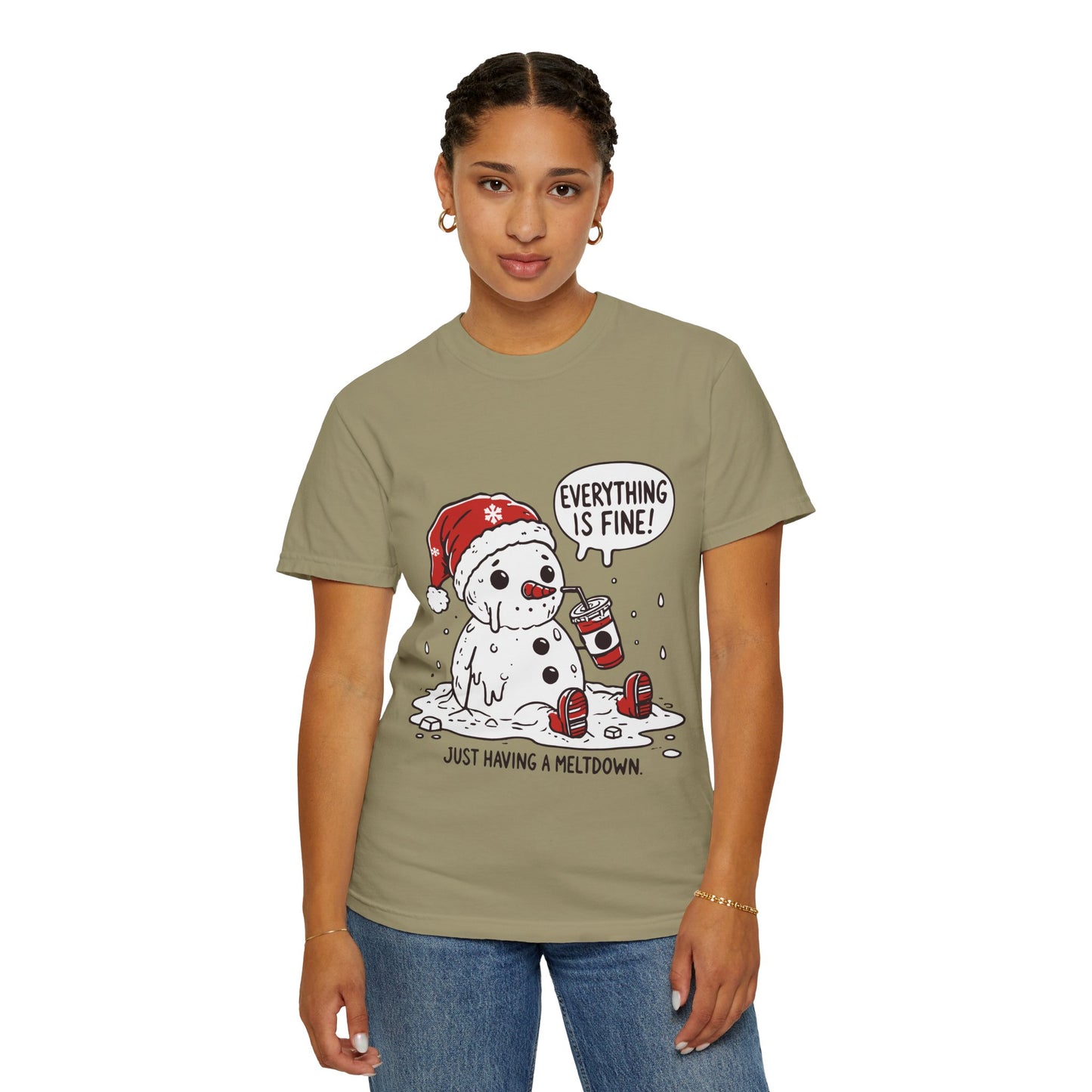 Snowman T-Shirt - "Everything is Fine, I'm Just Having a Meltdown" - Funny Winter Tee