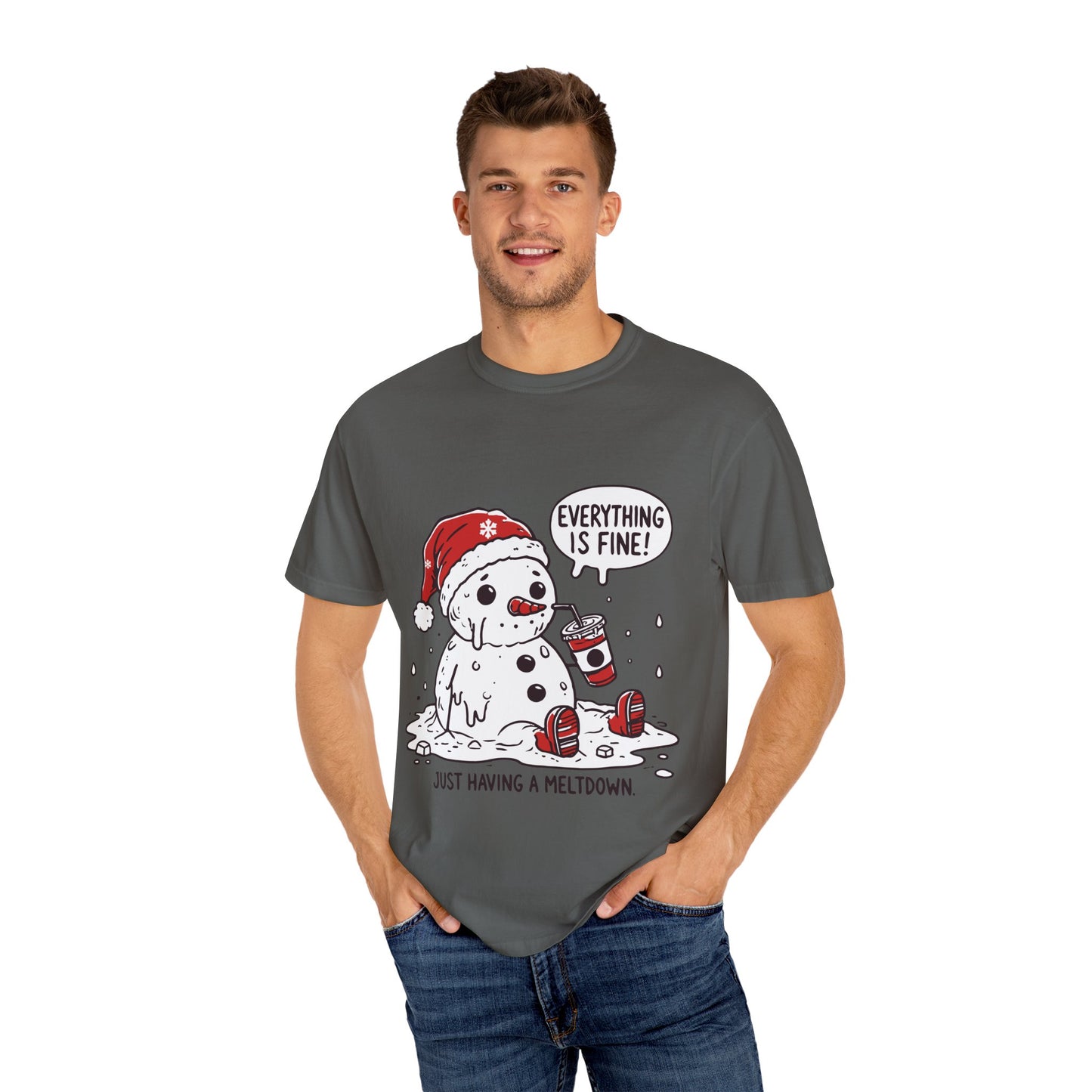 Snowman T-Shirt - "Everything is Fine, I'm Just Having a Meltdown" - Funny Winter Tee