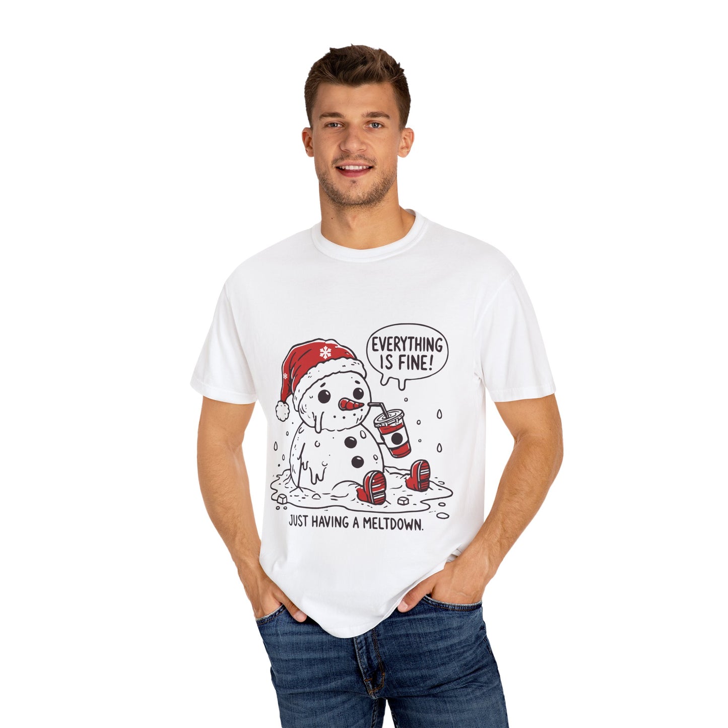 Snowman T-Shirt - "Everything is Fine, I'm Just Having a Meltdown" - Funny Winter Tee