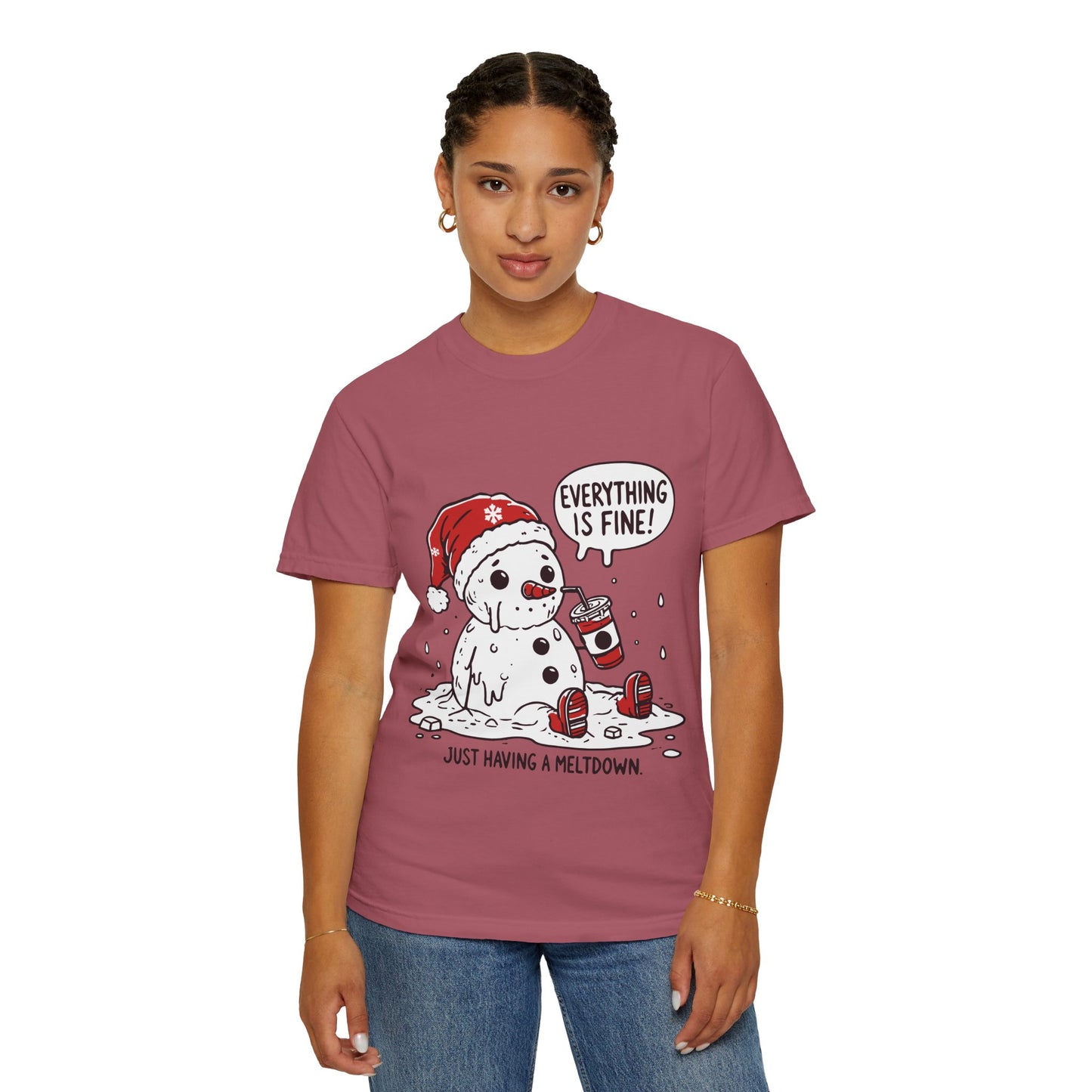 Snowman T-Shirt - "Everything is Fine, I'm Just Having a Meltdown" - Funny Winter Tee