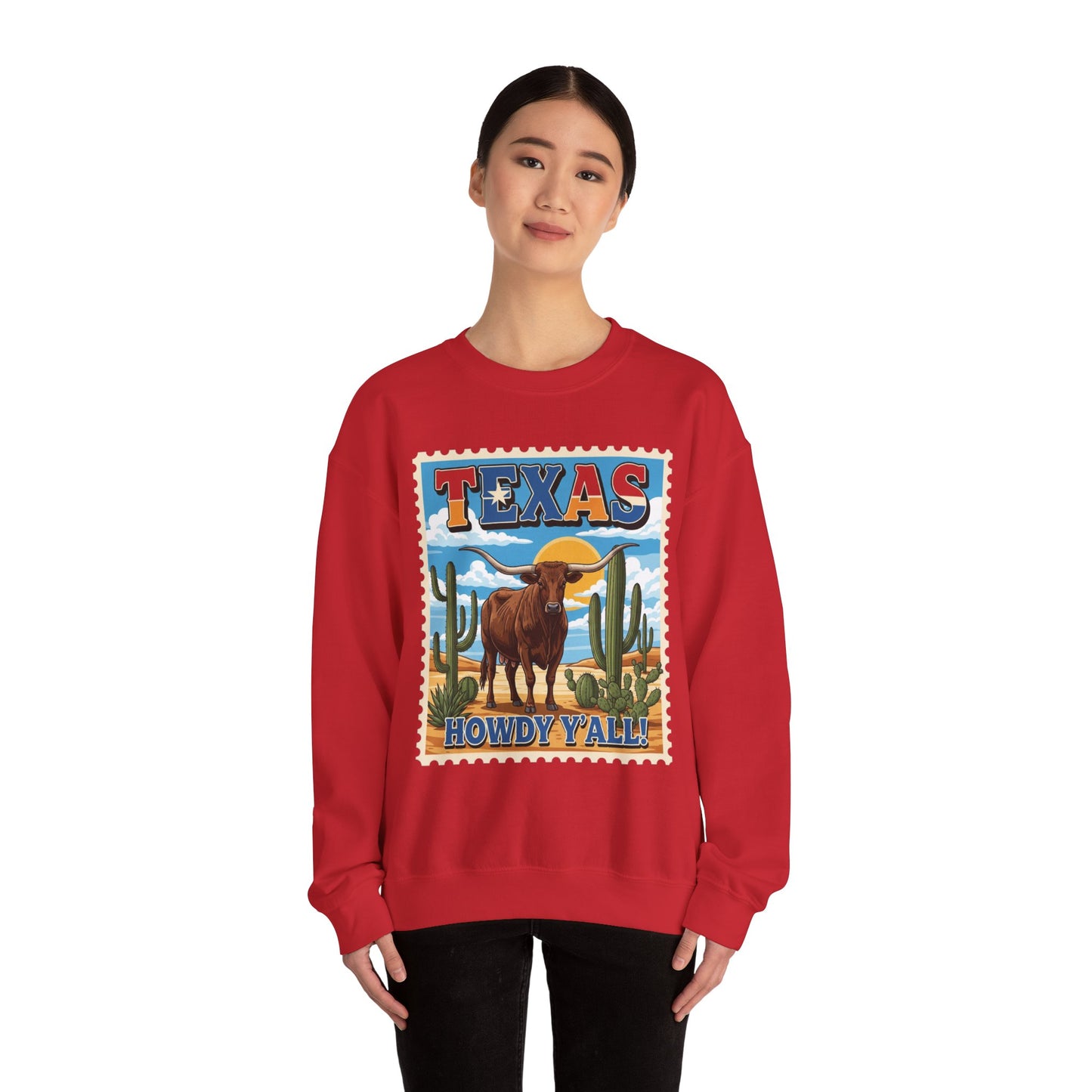 Texas Longhorn Illustration Crewneck Sweatshirt | Howdy Y'all Vintage Western