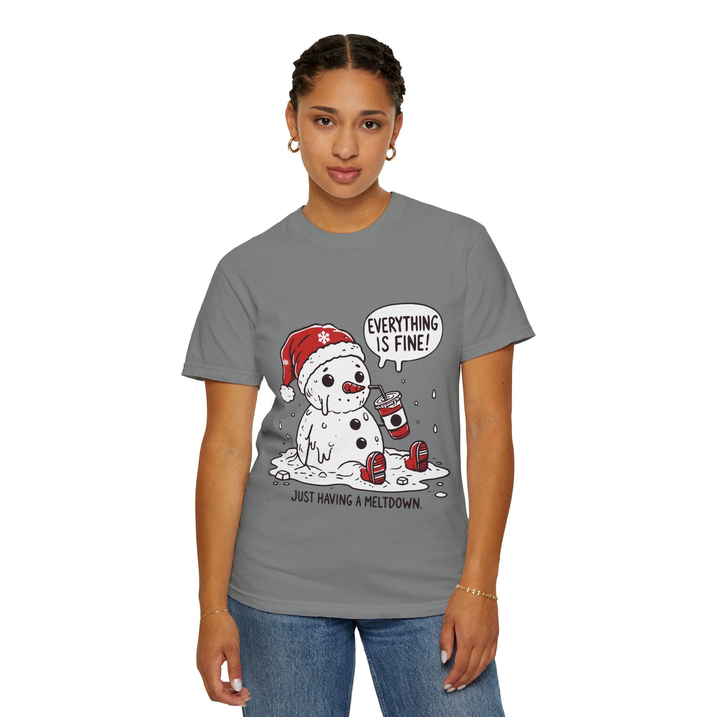 Snowman T-Shirt - "Everything is Fine, I'm Just Having a Meltdown" - Funny Winter Tee
