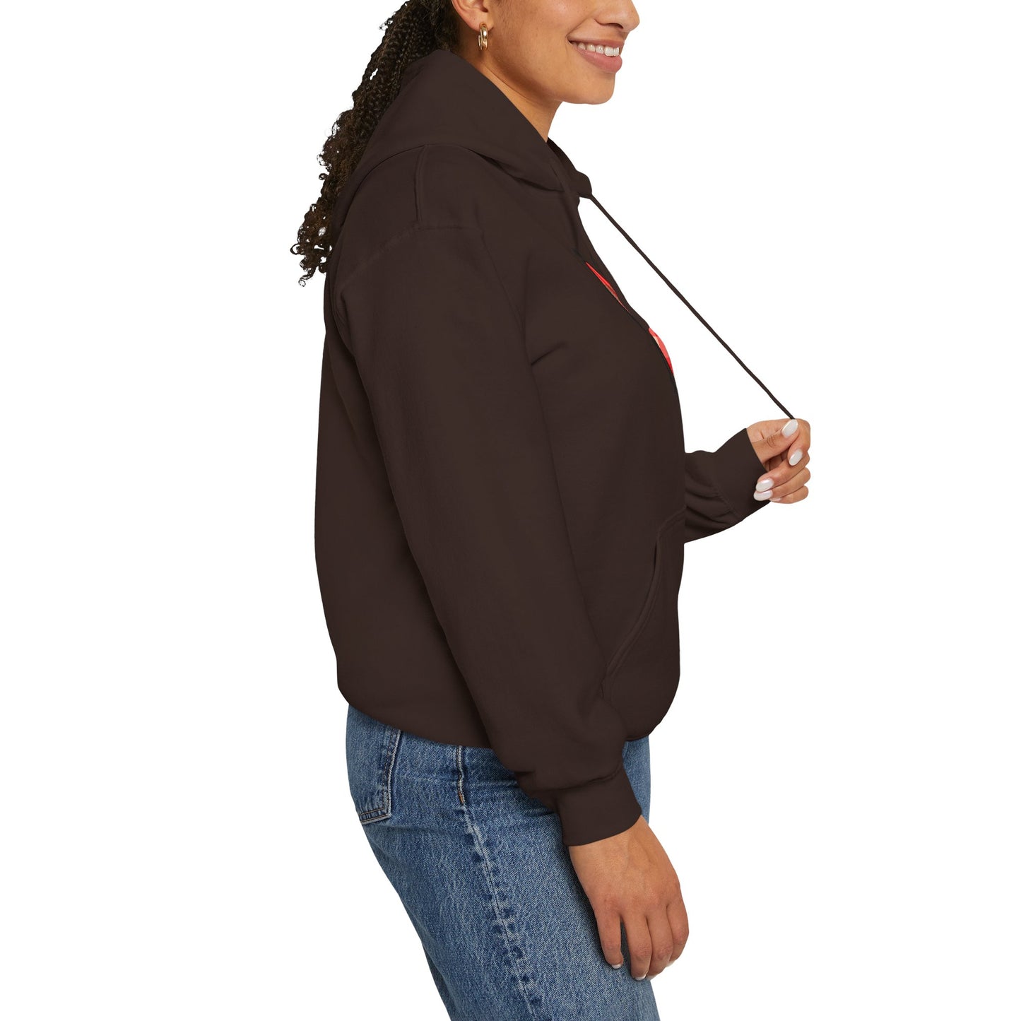 Love Hoodie with Plaid Heart on Front and Bold Love Design on Back