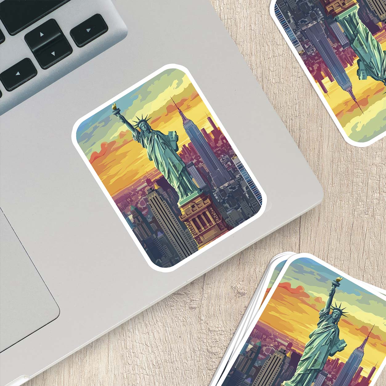 Colorful Statue of Liberty Sticker β Weatherproof Vinyl for Laptops, Cups & Cars