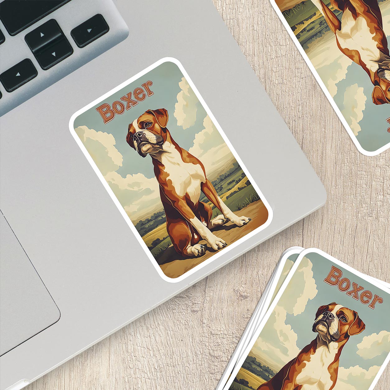 Vintage Boxer Dog Sticker – Durable Vinyl Sticker