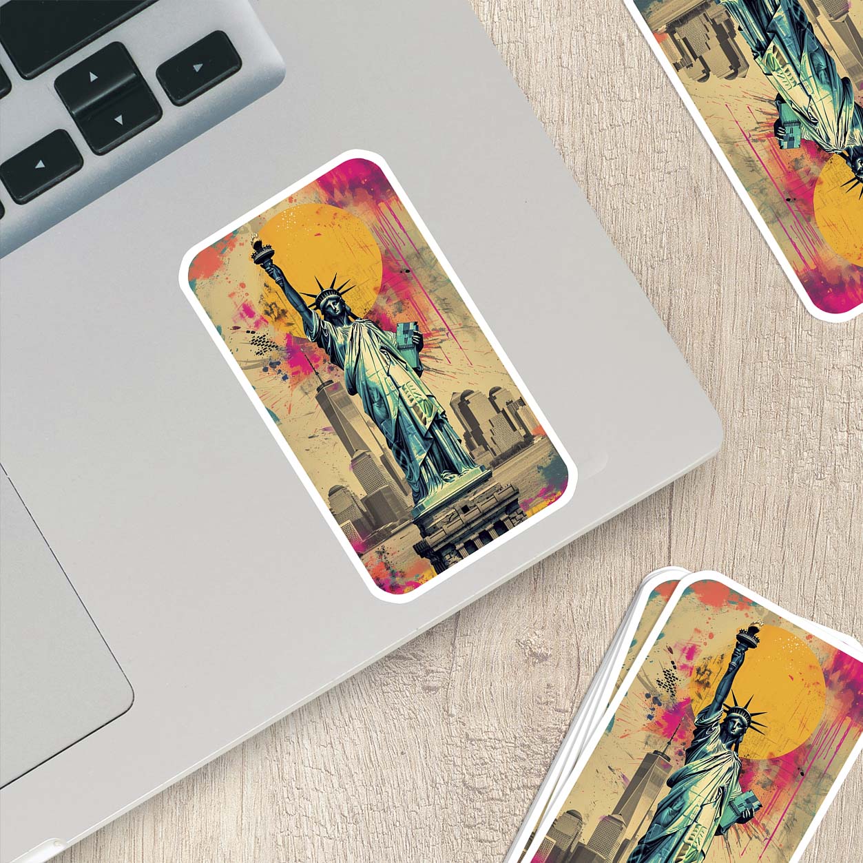 Colorful Statue of Liberty Sticker β Weatherproof Vinyl for Laptops, Cups & Cars