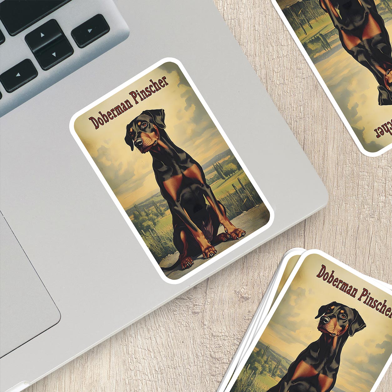 Vintage Doberman Pinscher Sticker – Durable Vinyl Sticker