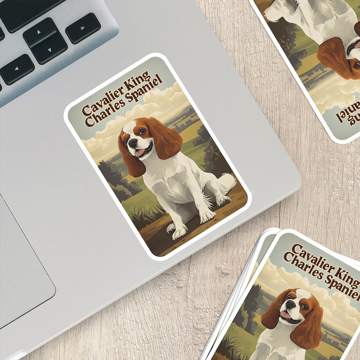 Vintage Cavalier King Charles Spaniel Sticker – Durable Vinyl Sticker