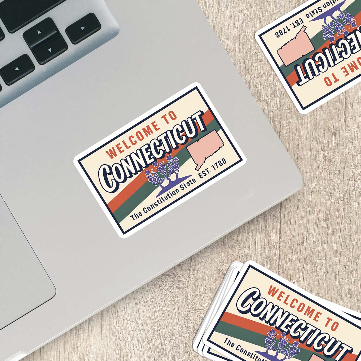 Welcome to Connecticut Vinyl Sticker – Vintage State Travel Decal
