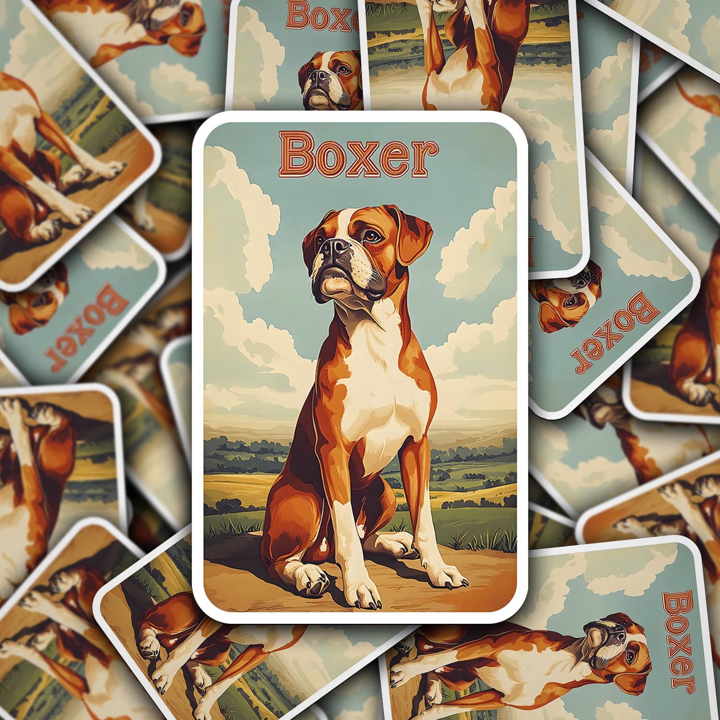Vintage Boxer Dog Sticker – Durable Vinyl Sticker