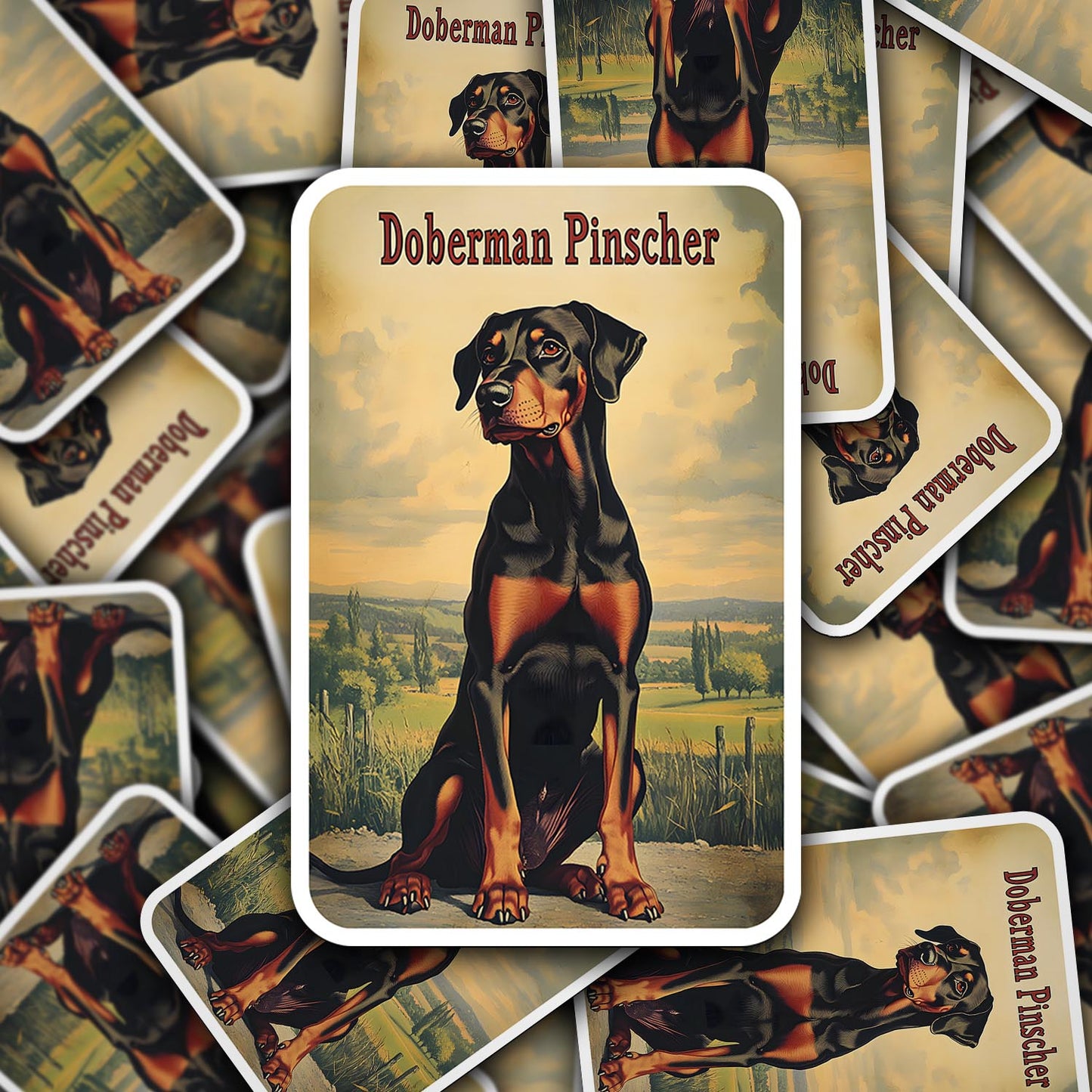 Vintage Doberman Pinscher Sticker – Durable Vinyl Sticker