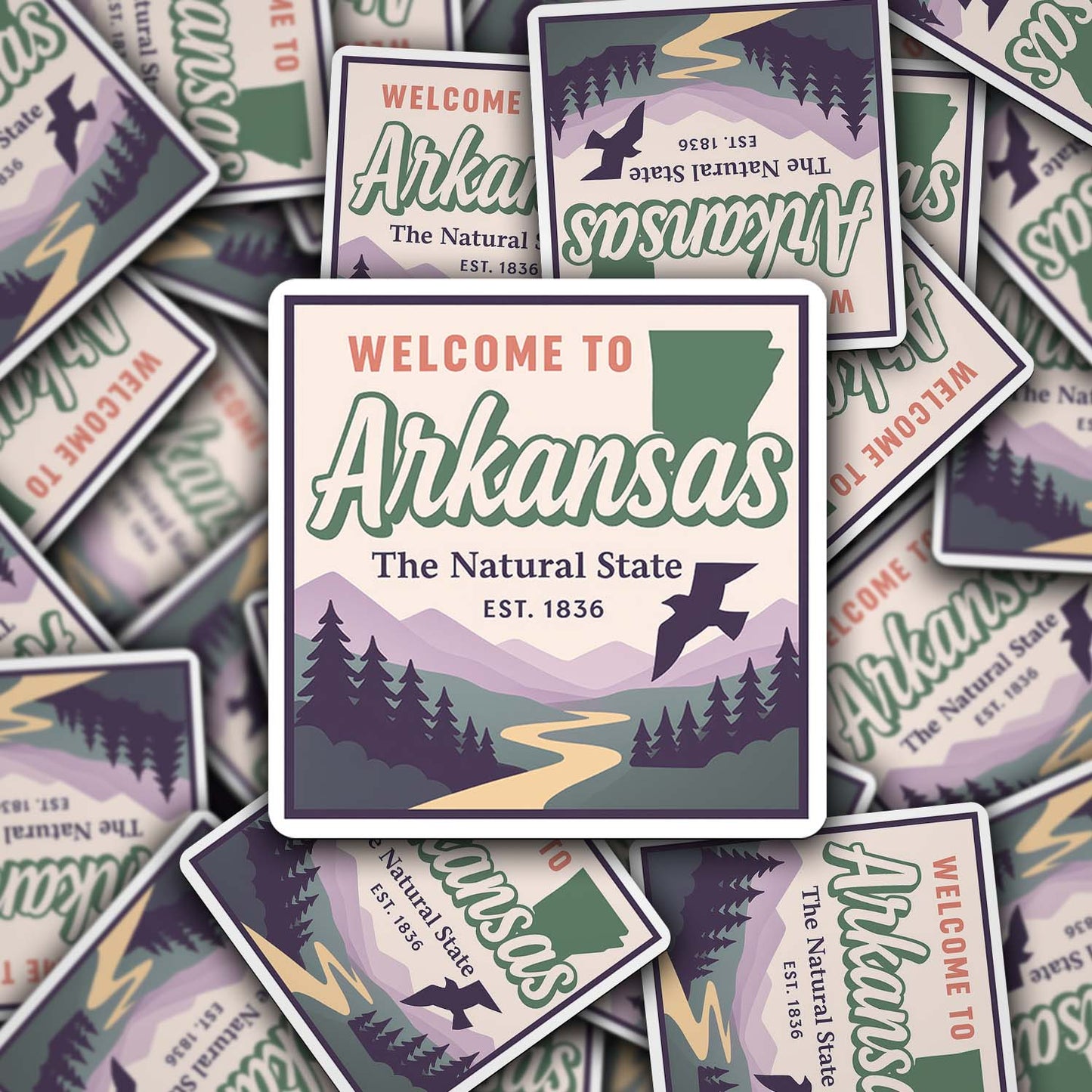Welcome to Arkansas Vinyl Sticker – Vintage State Travel Decal
