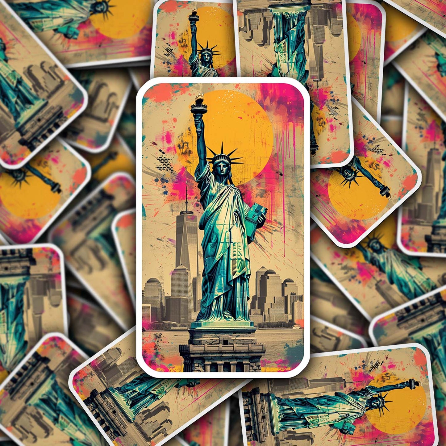 Colorful Statue of Liberty Sticker β Weatherproof Vinyl for Laptops, Cups & Cars