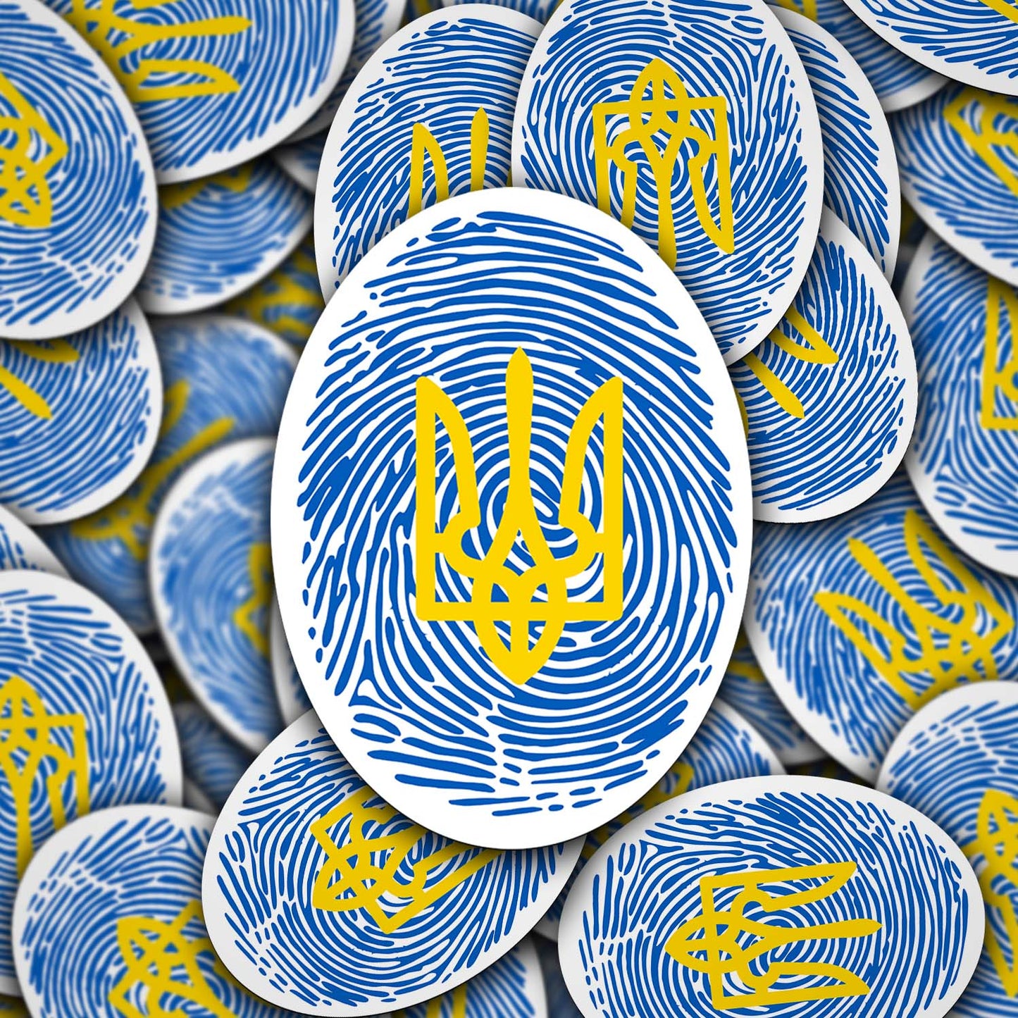 Ukraine Thumbprint Sticker with Coat of Arms | Unique Ukrainian Identity Decal