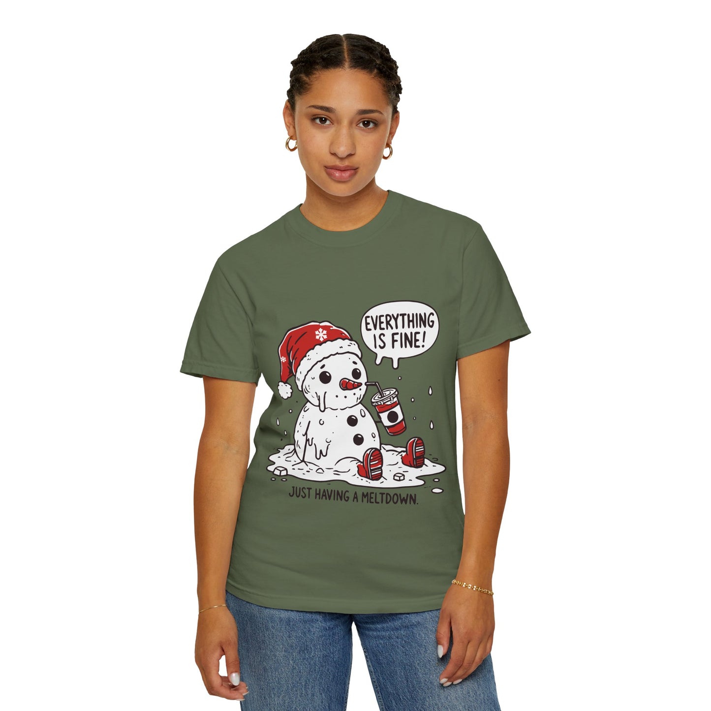 Snowman T-Shirt - "Everything is Fine, I'm Just Having a Meltdown" - Funny Winter Tee