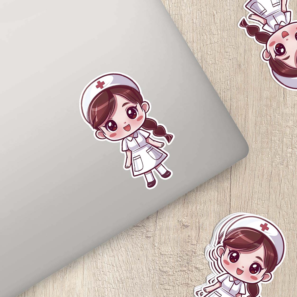 Cute Nurse Sticker – Weatherproof Vinyl for Water Bottles, Laptops & More