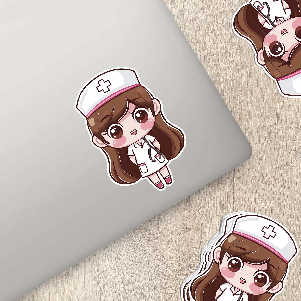 Cute Nurse Sticker – Weatherproof Vinyl for Water Bottles, Laptops & More