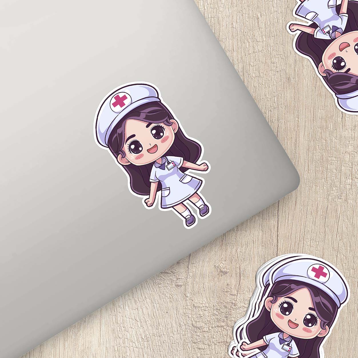 Cute Nurse Sticker – Weatherproof Vinyl for Water Bottles, Laptops & More