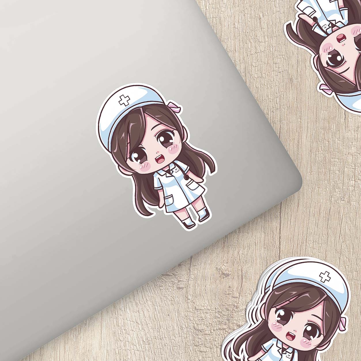 Cute Nurse Sticker – Weatherproof Vinyl for Water Bottles, Laptops & More