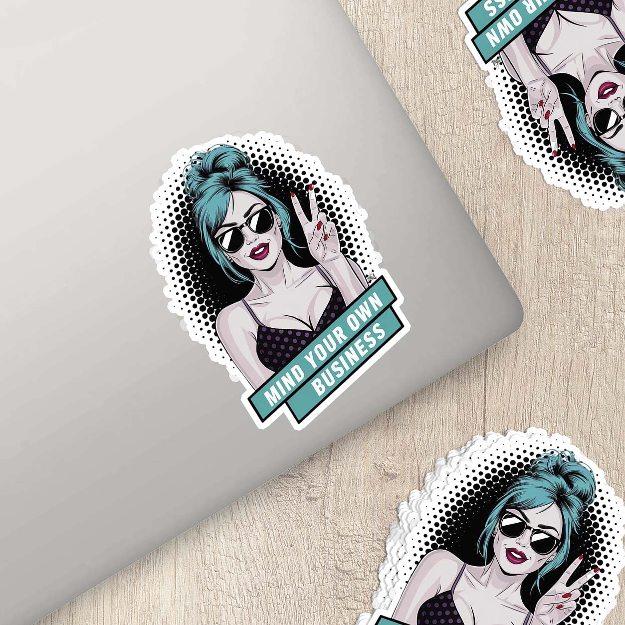 Retro Lady Sticker – Vintage-Inspired Weatherproof Vinyl for Laptops & More