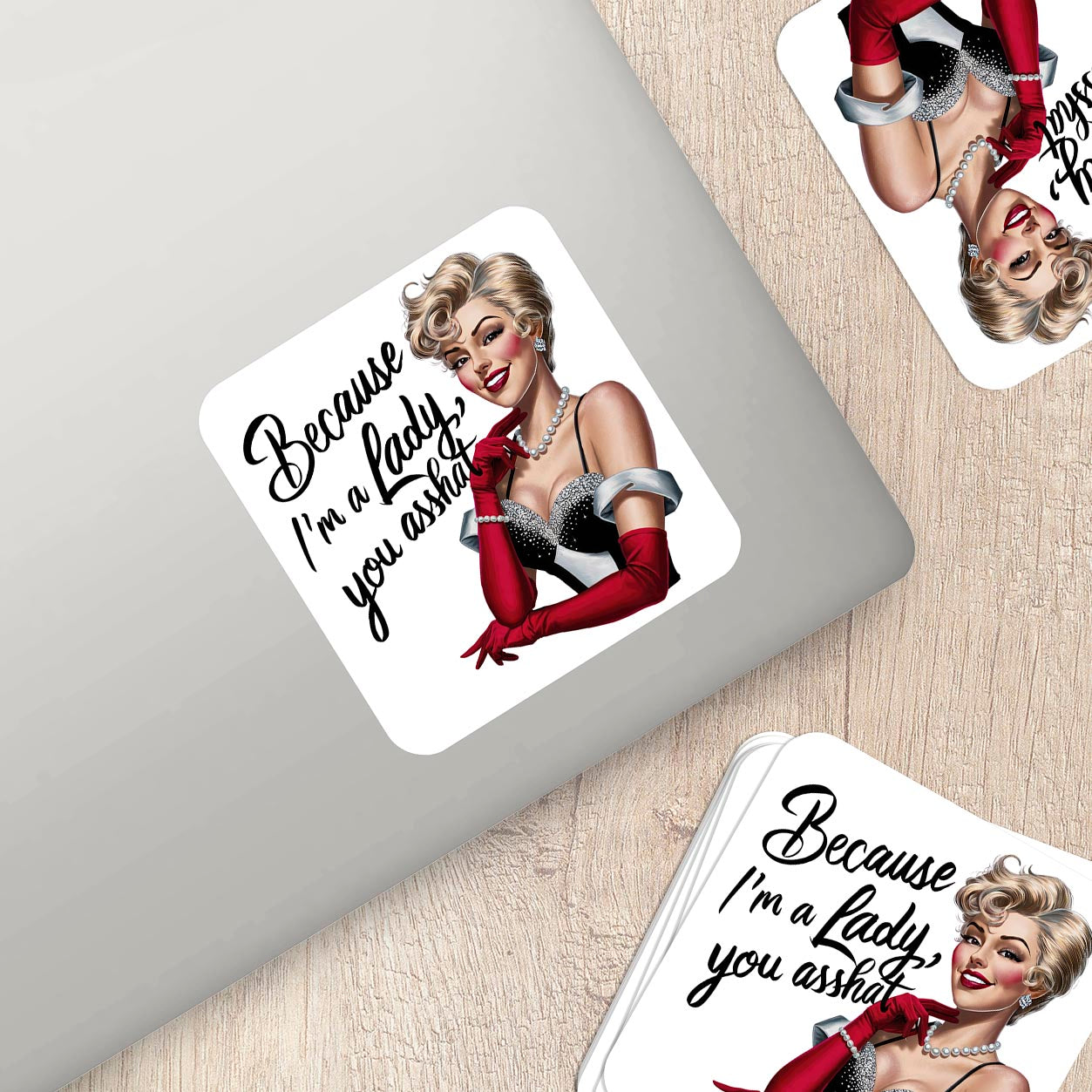 Sarcastic Pinup Girl Sticker β Weatherproof Vinyl for Laptops & Water Bottles