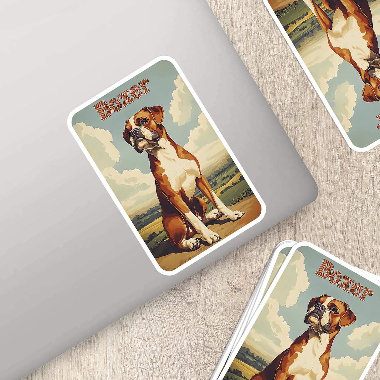 Vintage Boxer Dog Sticker – Durable Vinyl Sticker
