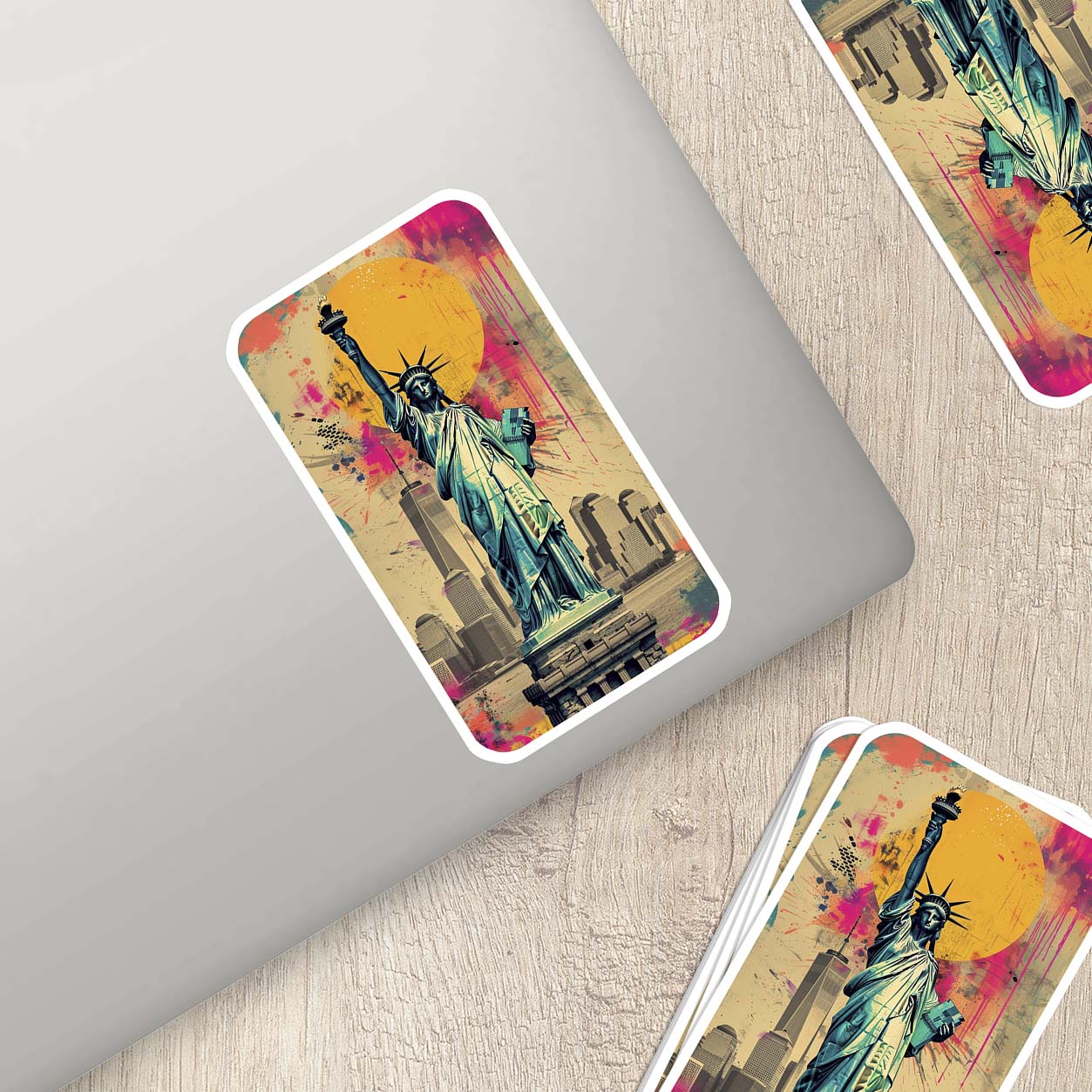Colorful Statue of Liberty Sticker β Weatherproof Vinyl for Laptops, Cups & Cars