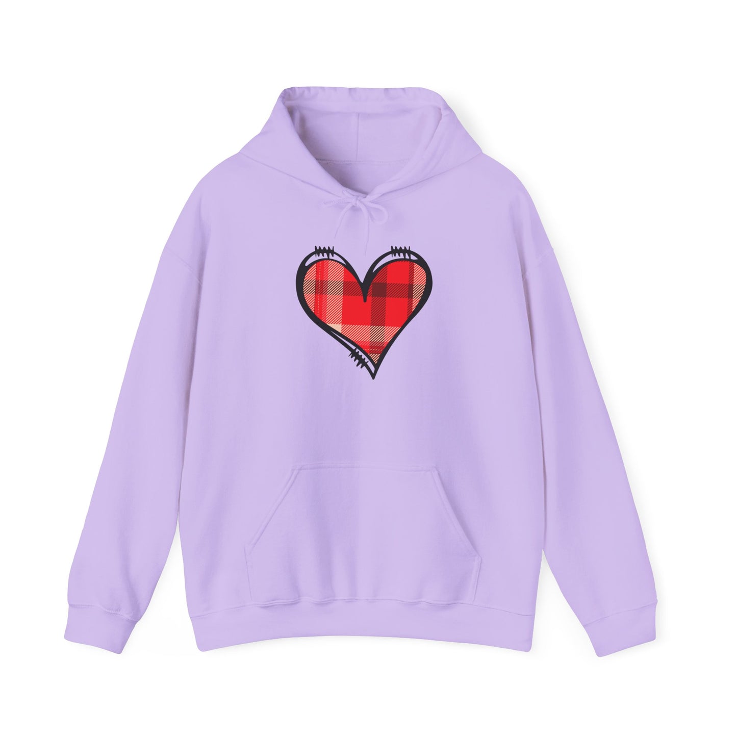 Love Hoodie with Plaid Heart on Front and Bold Love Design on Back