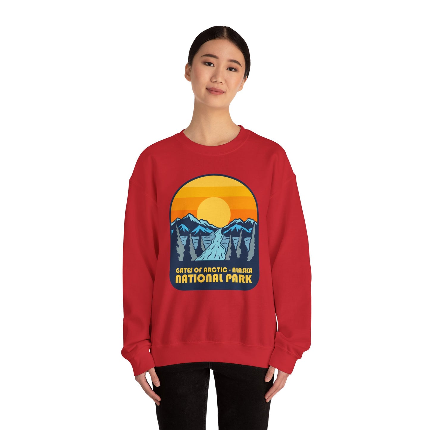 Gates of Arctic Alaska National Park Sunset Crewneck Sweatshirt | Mountain Scenic