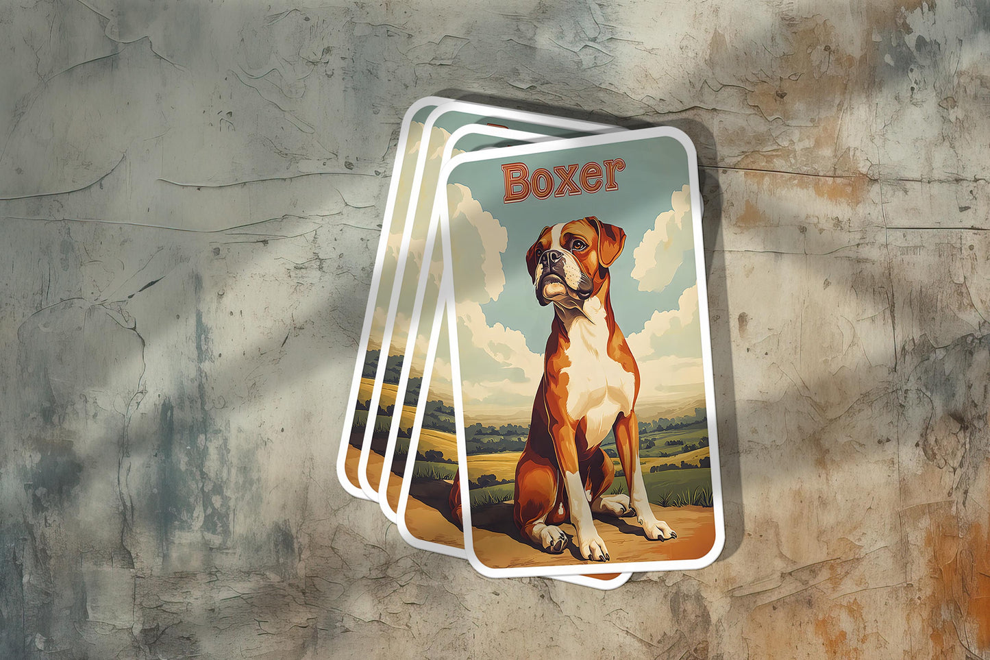 Vintage Boxer Dog Sticker – Durable Vinyl Sticker