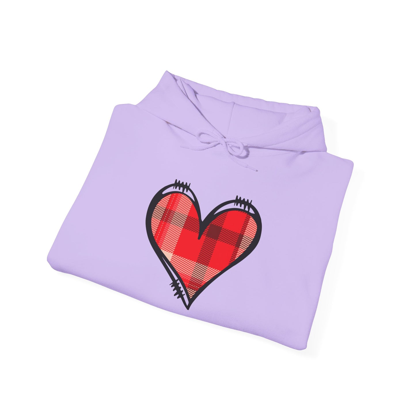Love Hoodie with Plaid Heart on Front and Bold Love Design on Back