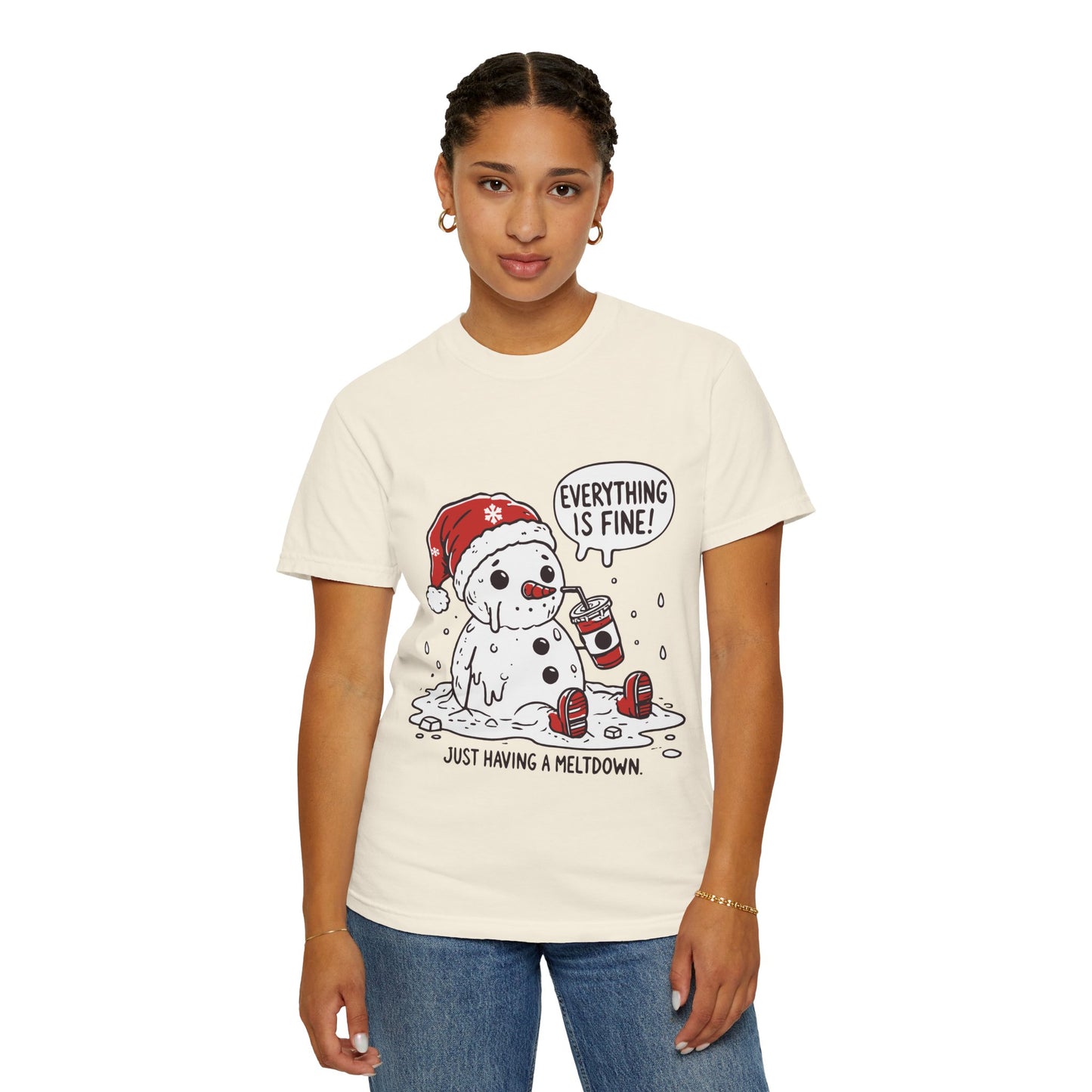 Snowman T-Shirt - "Everything is Fine, I'm Just Having a Meltdown" - Funny Winter Tee