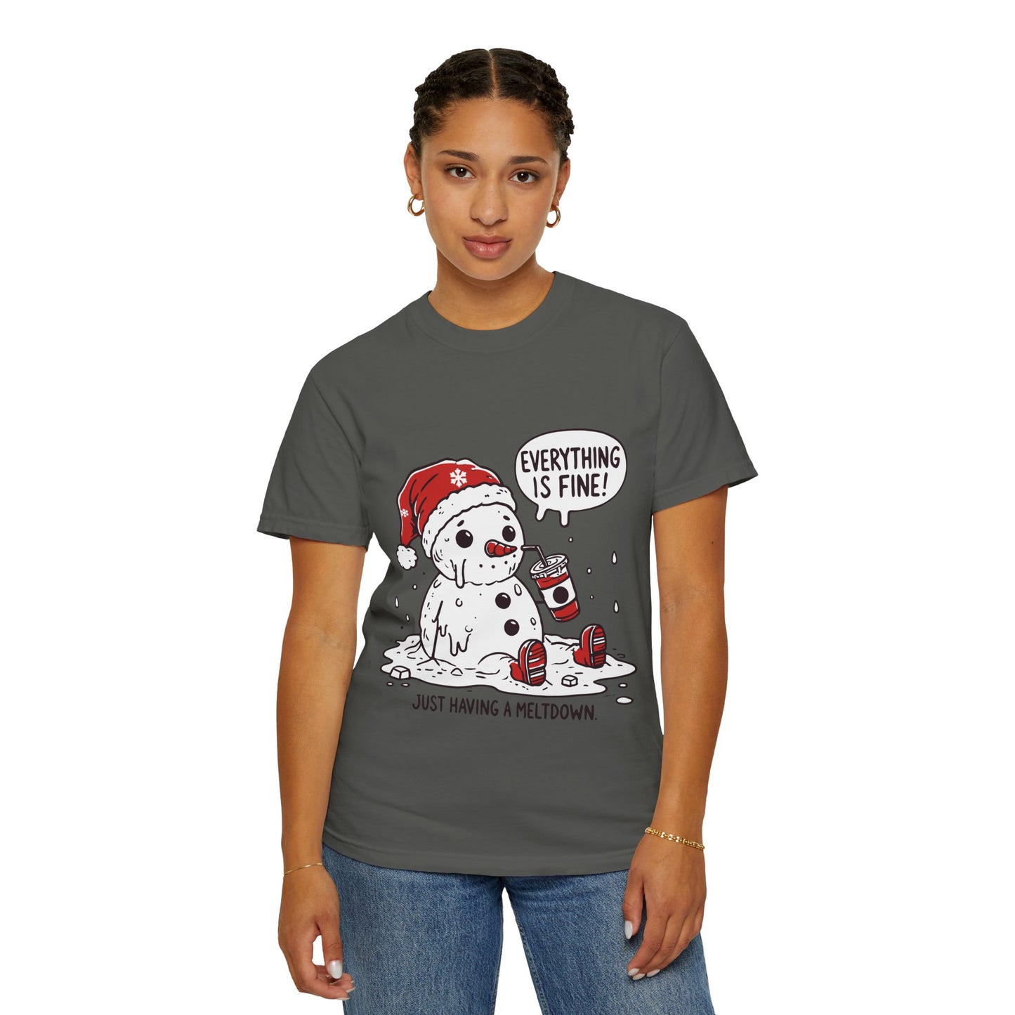 Snowman T-Shirt - "Everything is Fine, I'm Just Having a Meltdown" - Funny Winter Tee