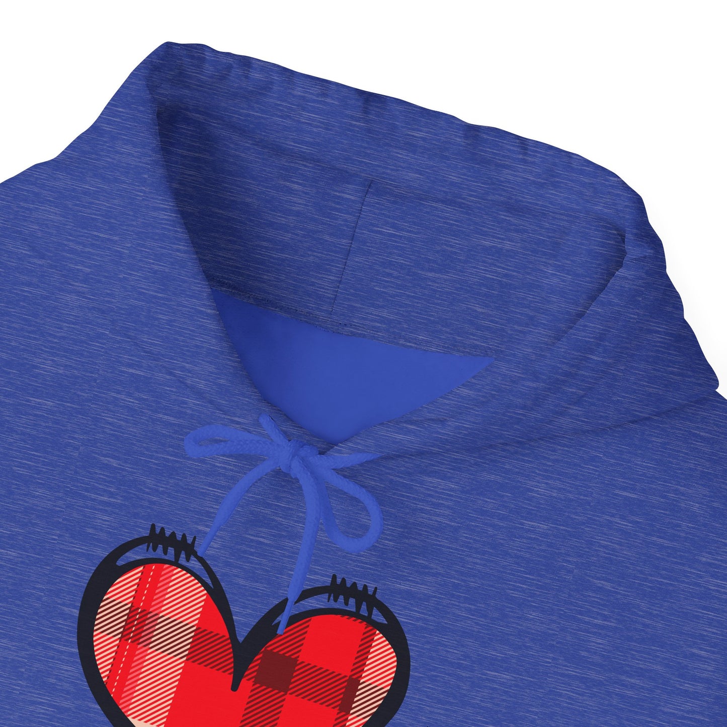 Love Hoodie with Plaid Heart on Front and Bold Love Design on Back