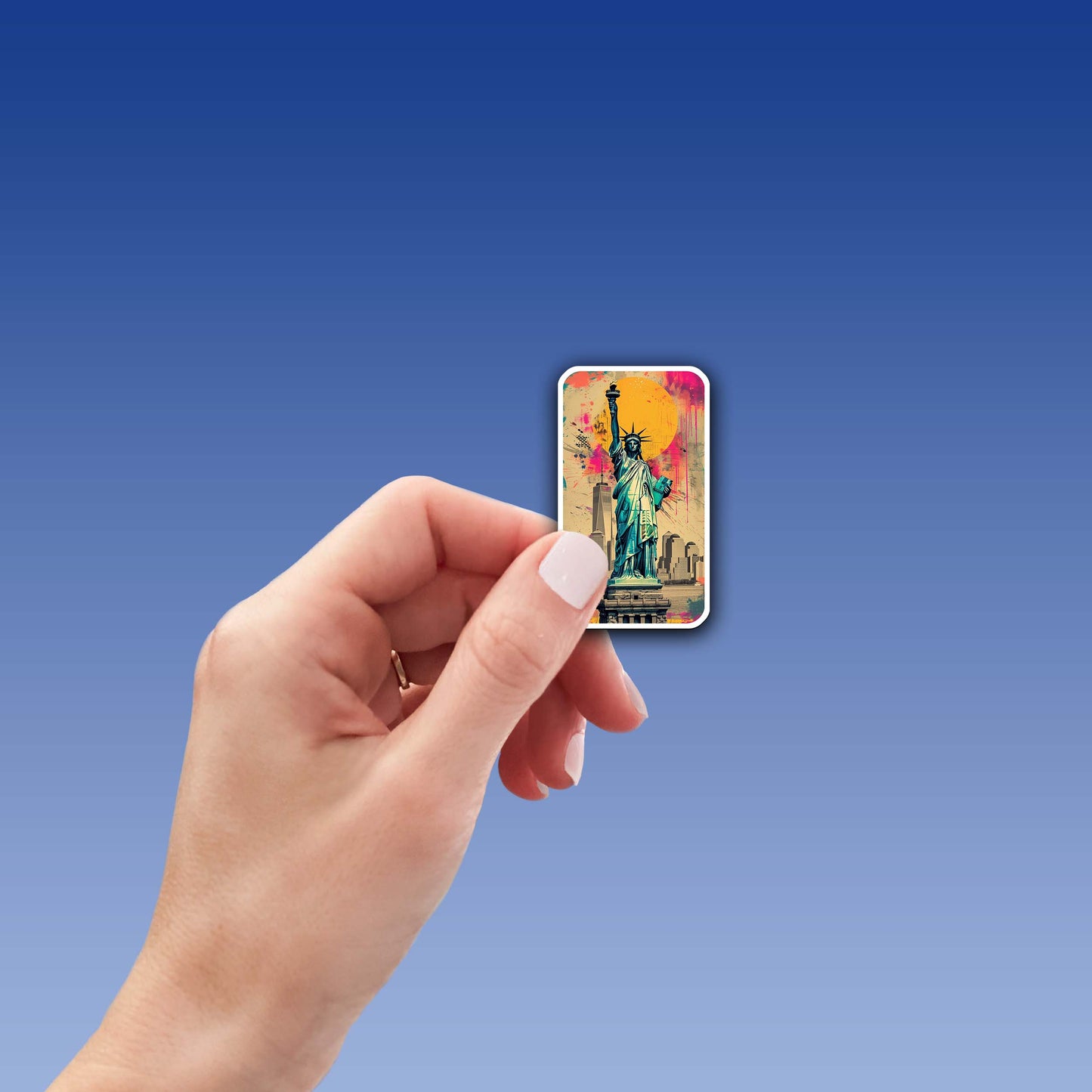 Colorful Statue of Liberty Sticker β Weatherproof Vinyl for Laptops, Cups & Cars
