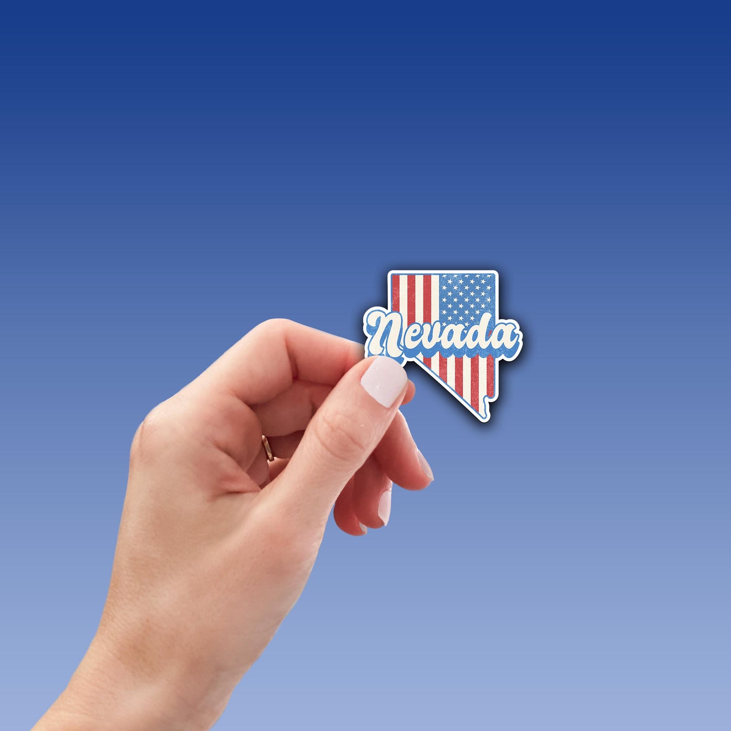 Nevada State Sticker with American Flag Background | Weatherproof Vinyl Decal