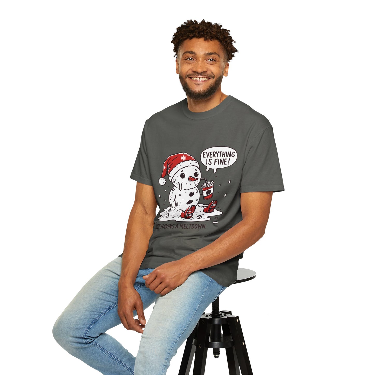 Snowman T-Shirt - "Everything is Fine, I'm Just Having a Meltdown" - Funny Winter Tee