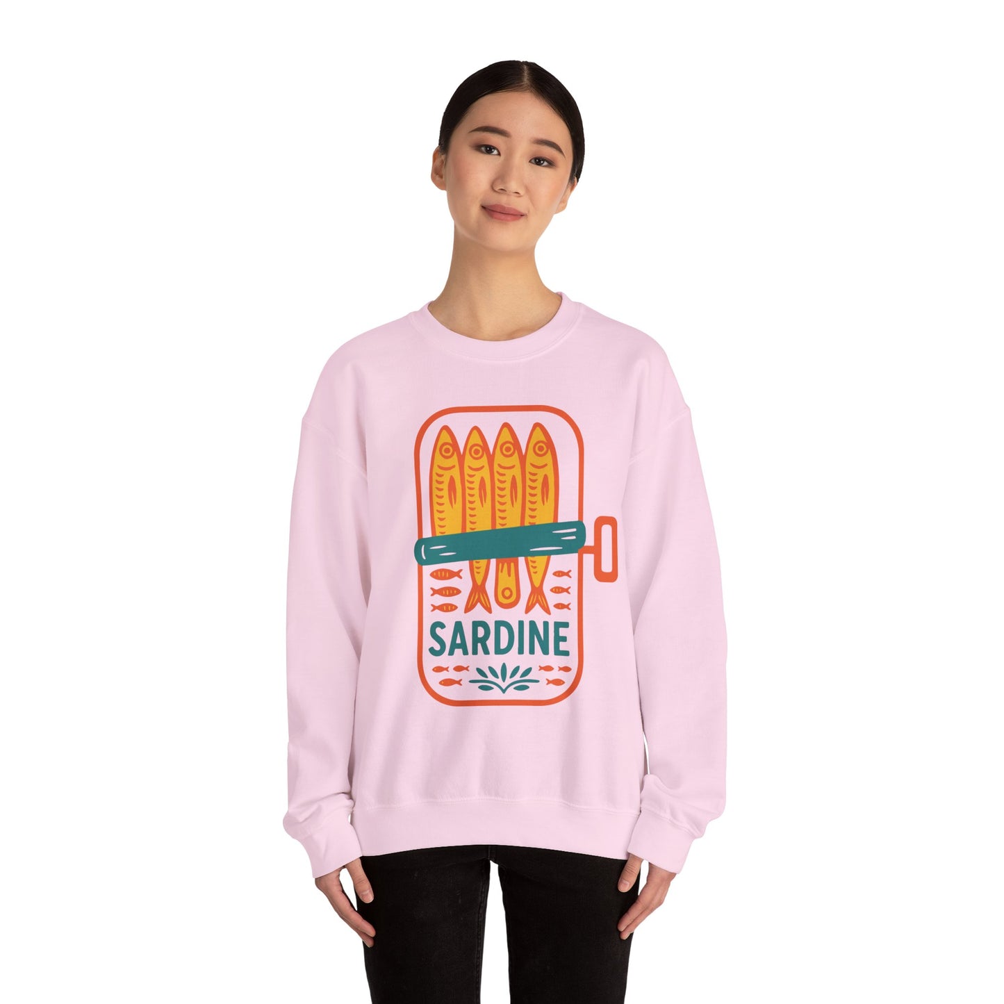 Sardine Can Illustration Sweatshirt | Retro Fish Graphic Crewneck