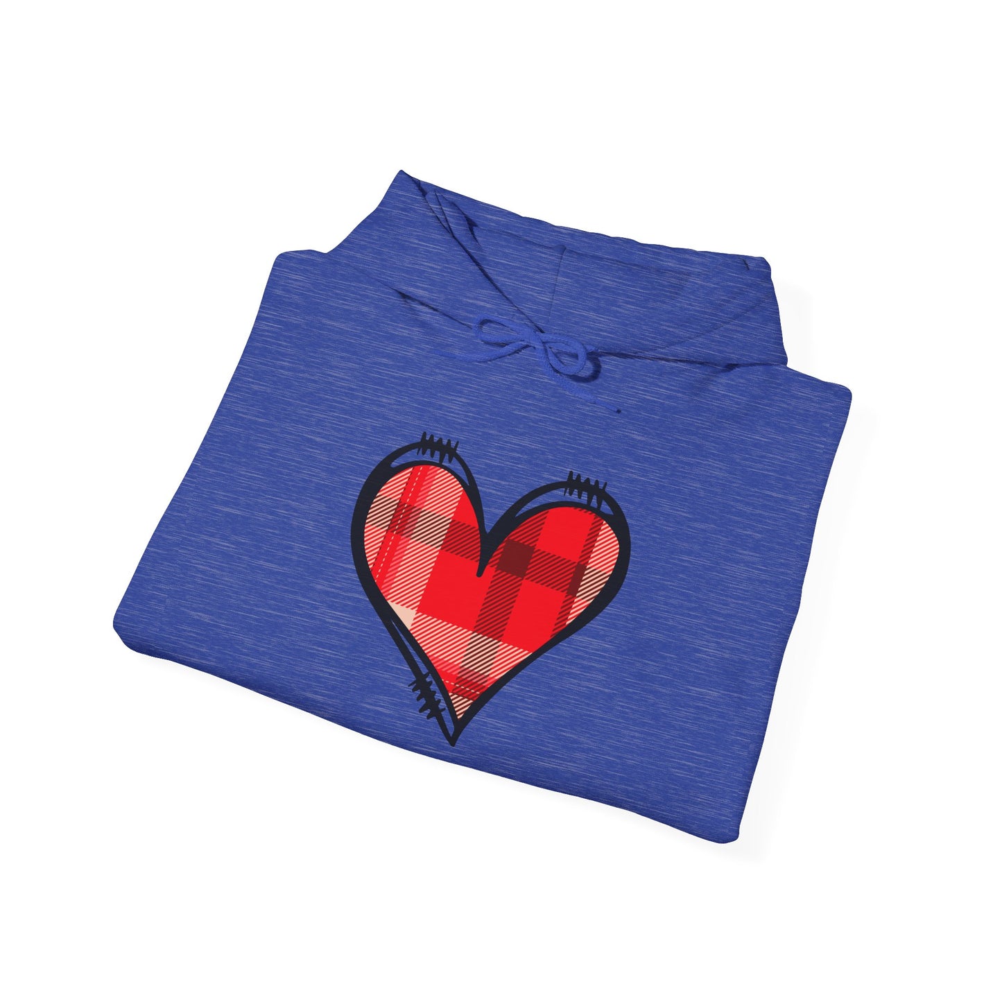 Love Hoodie with Plaid Heart on Front and Bold Love Design on Back