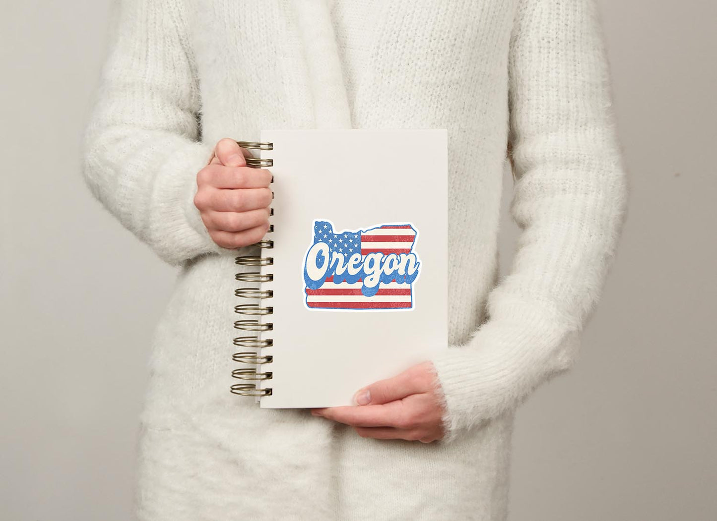 Oregon State Sticker with American Flag Background | Weatherproof Vinyl Decal