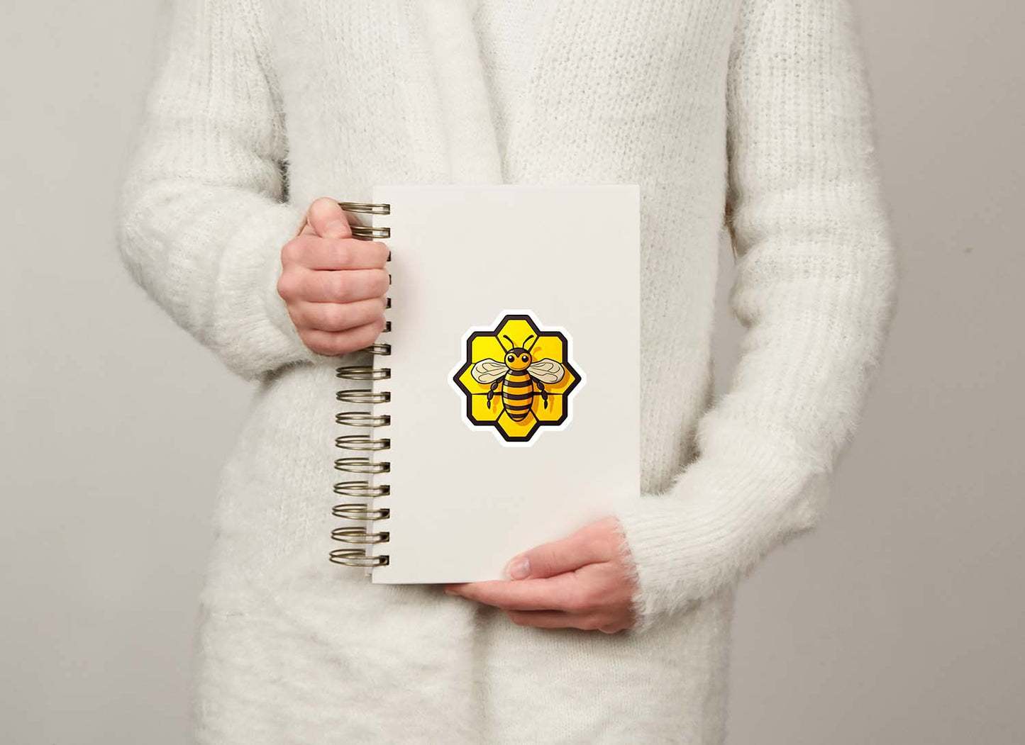 Cartoon Bee in Honeycomb Sticker β Weatherproof Vinyl for Laptops, Cups & Cars