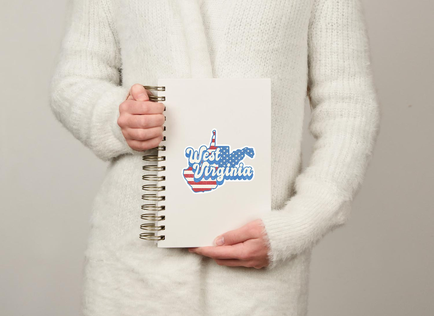West Virginia State Sticker with American Flag Background | Weatherproof Vinyl Decal