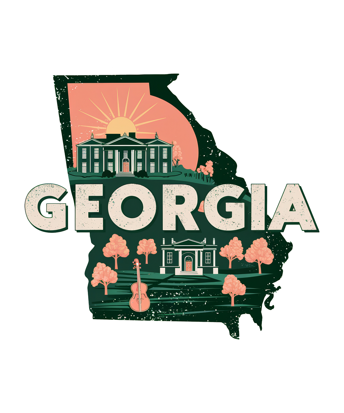 Retro Vinyl State Sticker - Georgia