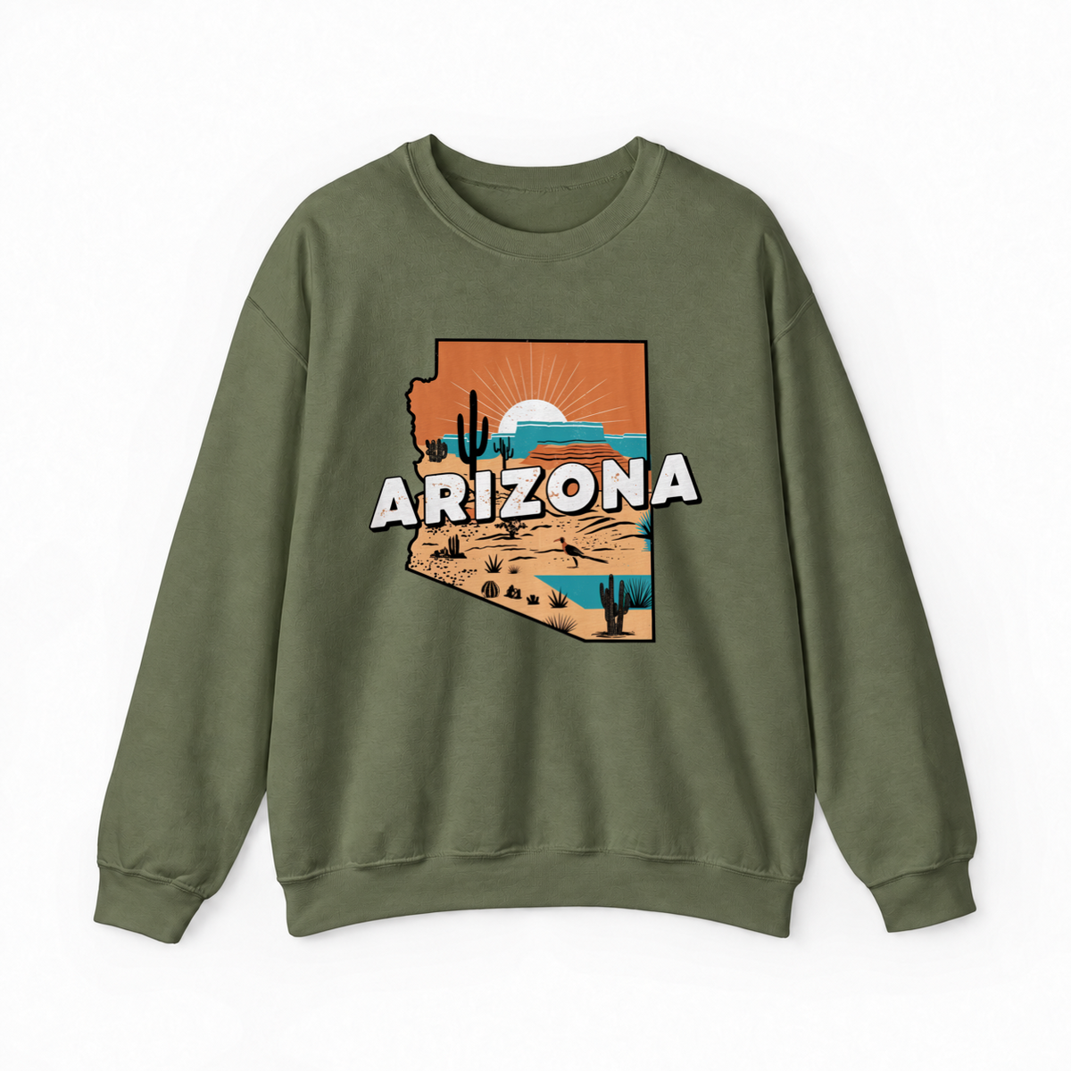 Arizona sweatshirt in Military Green with original state artwork